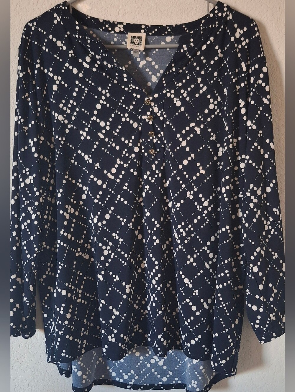Anne Klein women black top blouse size XL